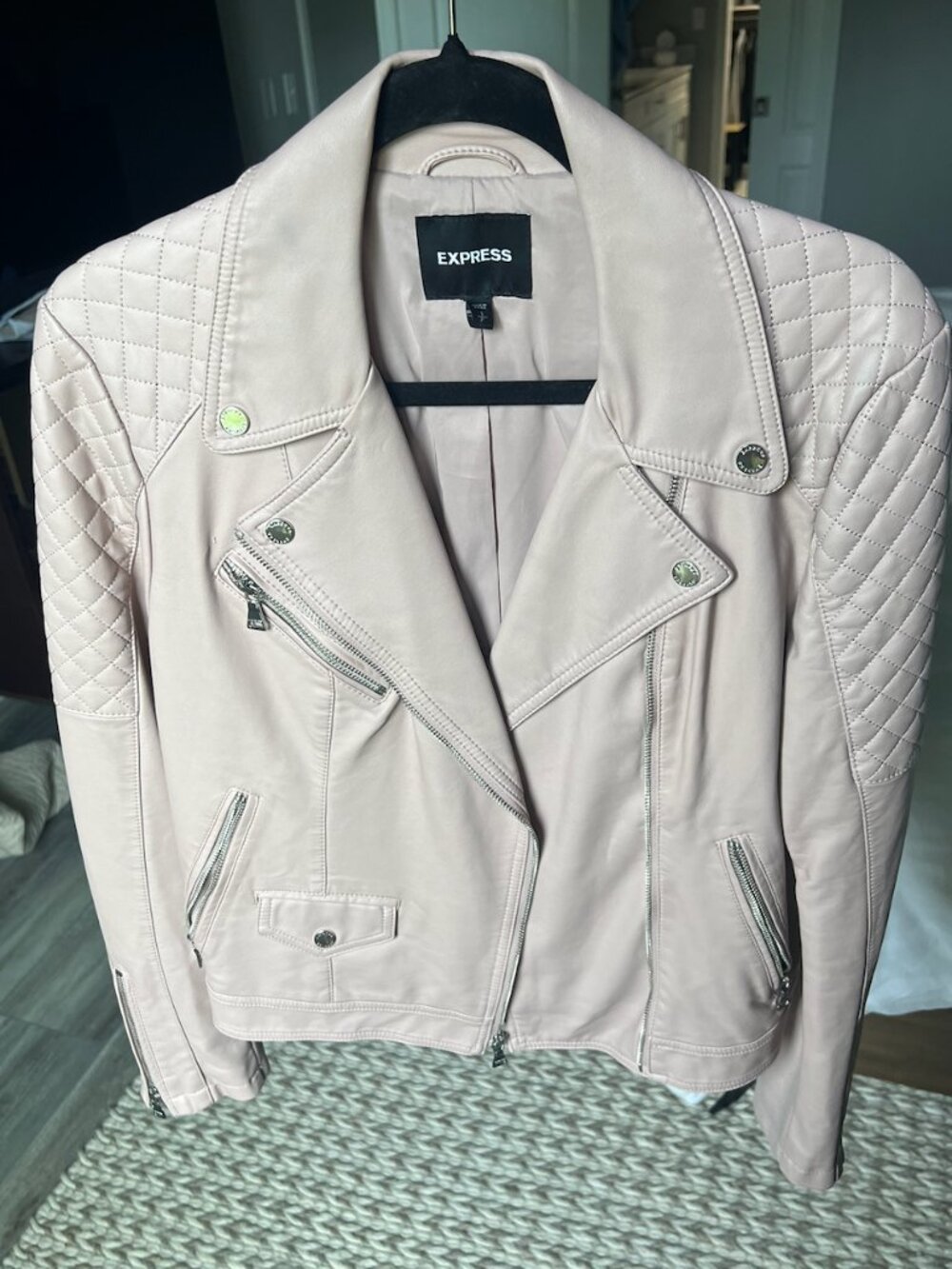Express Light Pink Leather Jacket